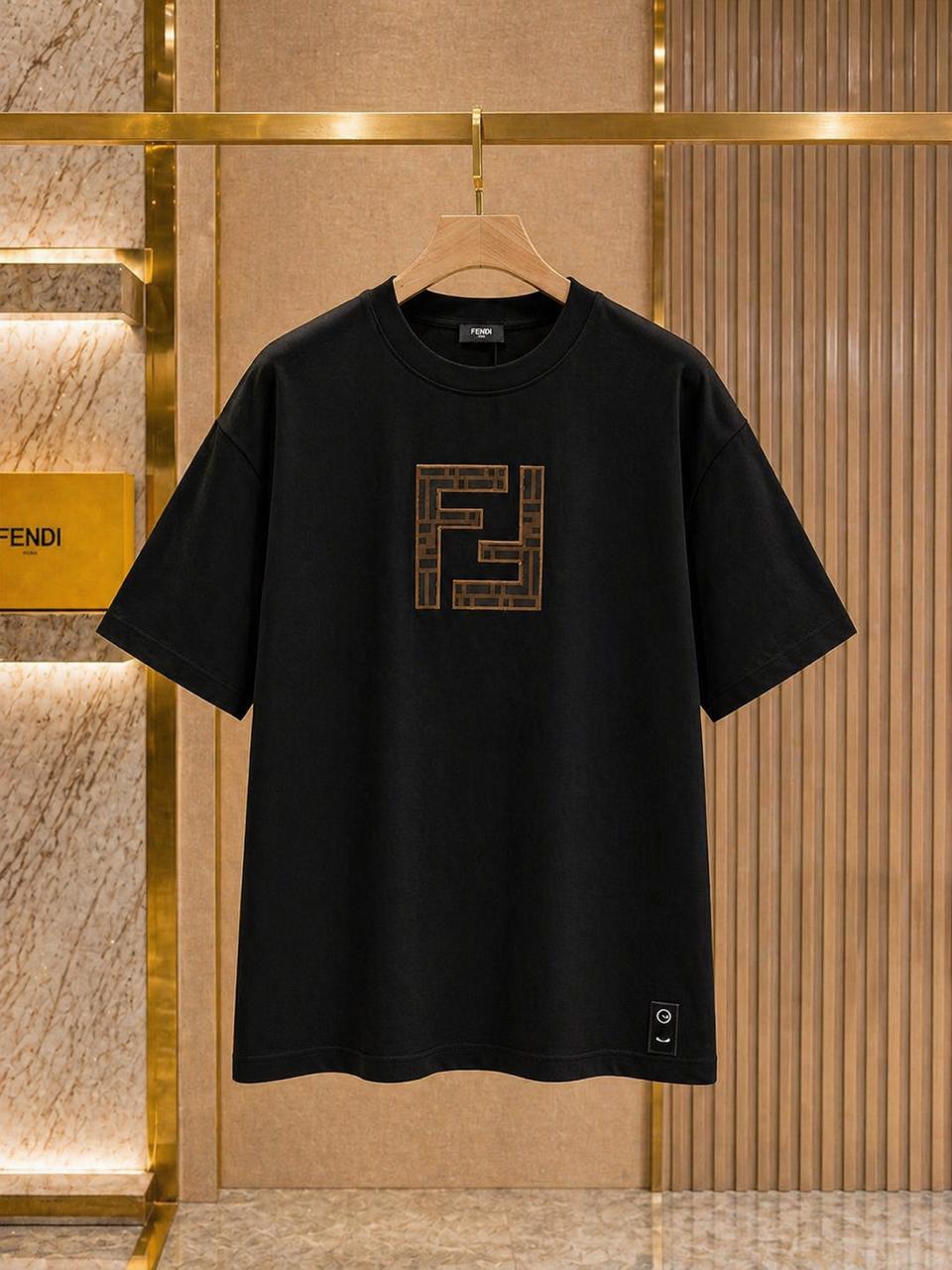 Fendi Design Casual Simple Short Sleeve T-Shirt Unisex Crew Neck Short Sleeve T-shirt,100% Cotton